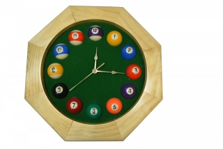 Zegar bilardowy z drewna w kształcie wielokąta, duży